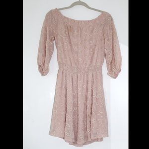 ASTR THE LABEL Coral Pink Embroidered Flower Dress